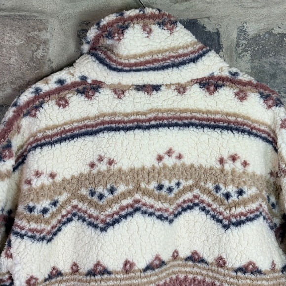 Wild Fable Sherpa Fleece Pullover Sweater Fair Isle Pattern Beige XXL Warm Cozy - Picture 8 of 11